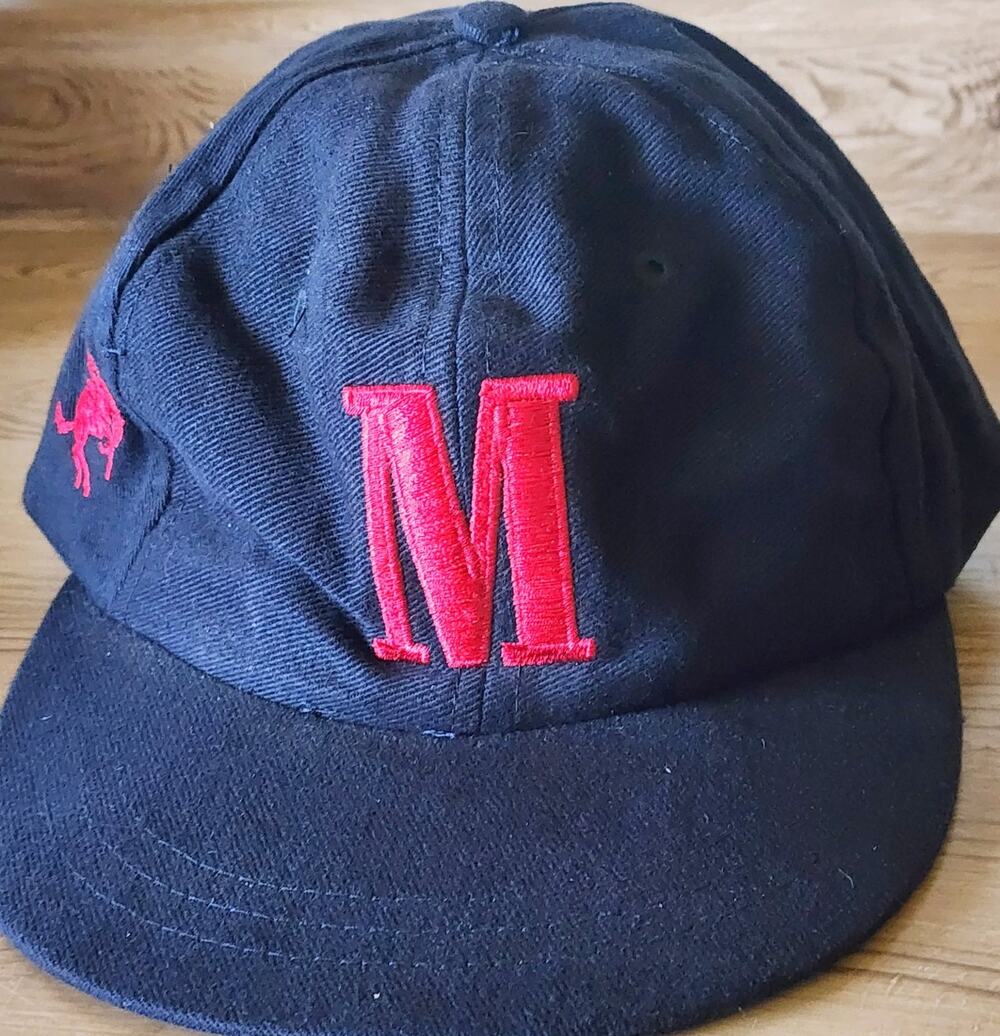 Marlboro Hat Baseball Cap Adult Adjustable Black W/ Red Cowboy + M Logo Vintage